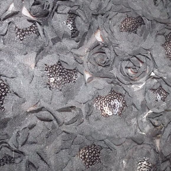 BEBE Cocktail Dress, XS, Mini F&F, Black Rosettes, Sequins, Strapless, Party - Picture 4 of 16